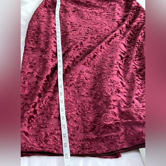 Maggy London Womens 4 Maroon Burnout Velvet Patterned Cold Shoulder Midi Dress - Picture 7 of 10